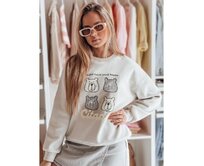 Dámská oversize mikina s medvídky MISOBEARS šedá Světle šedá, Univerzální