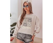 Dámská oversize mikina s medvídky MISOBEARS béžová Béžová, Univerzální