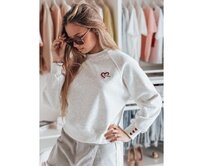 Dámská oversize mikina s výšivkou srdíček MONLOVE šedá Břidlicová, Univerzální