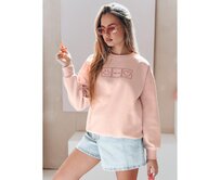 Dámská oversize mikina s výšivkou EASYJOY růžová Růžová, Univerzální