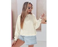 Dámská oversize mikina s výšivkou EASYJOY máslová Bílá, Univerzální