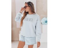 Dámská oversize mikina s výšivkou EASYJOY modrá Modrá, Univerzální
