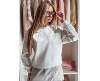 Dámská oversize mikina s výšivkou EASYJOY šedá Břidlicová, Univerzální