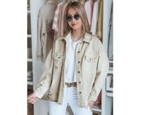 Dámská oversize džínová bunda JUSTDEM béžová Béžová, S/M