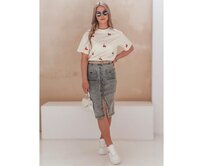 Džínová sukně midi GUZIKOVA šedá Světle šedá, XS/34