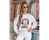 Dámská oversize mikina s potiskem LALA VIBE bílá Bílá, Univerzální