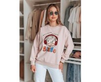 Dámská oversize mikina s potiskem LALA VIBE růžová Růžová, Univerzální