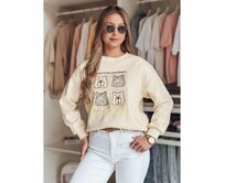 Dámská oversize mikina s medvídky MISOBEARS ecru Bílá, Univerzální