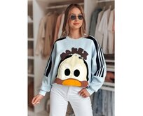 Dámská oversize mikina s nášivkami CUTE MAKEX modrá Modrá, Univerzální