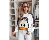 Dámská oversize mikina s nášivkami CUTE MAKEX bílá Bílá, Univerzální
