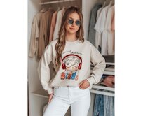 Dámská oversize mikina s potiskem LALA VIBE béžová Béžová, Univerzální