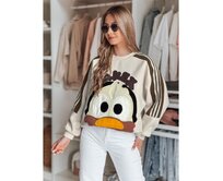 Dámská oversize mikina s nášivkami CUTE MAKEX béžová Béžová, Univerzální