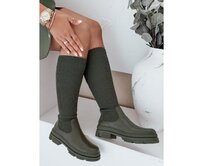 Dámské kotníkové boty ponožkové zelené Zelená, 36