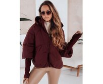 Dámská zimní bunda MISSLAYER s kapucí, vínová Kaštanová, XXL