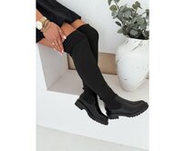Dámské kozačky nad kolena černé Černá, 36