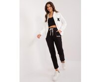 Dámská dvoudílná souprava s kapsami s nášivkami ecru-černá Ecru, S/M