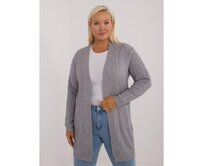 Dámský kardigan bez knoflíků plus size šedý Šedá, XL/XXL