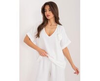 Dámská halenka oversize s výstřihem do V ecru Ecru, Univerzální