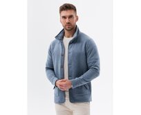 Pánská mikina na knoflíky s límečkem V5 OM-SSZP-22FW-013 modrá Modrá, S