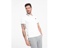 Pánské elastanové polo tričko s kontrastními prvky V1 OM-POSS-0123 bílé Bílá, XL