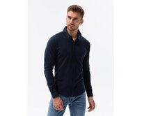 Pánská košile SLIM FIT z ozdobné tkaniny - modrá V1 Námořnická modrá, S