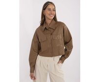 Krátká bunda z ekokože v barvě camel Karamelová, L