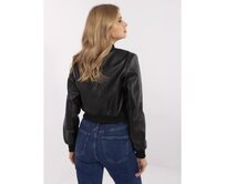 Černá bomber bunda z eko kůže s kapsami Černá, S