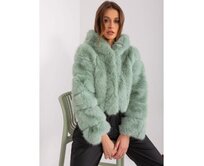 Pistáciová dámská bunda z ekologické kožešiny Zelená, L/XL