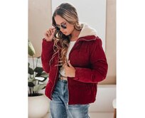 Dámská zimní bunda manšestrová TRENDYGLAM bordó Kaštanová, M