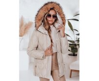 Dámská zimní bunda LUMORE prošívaná s kapucí světle béžová Khaki, S