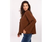 Hnědá džínová bunda oversize střihu RUE PARIS Hnědá, Univerzální