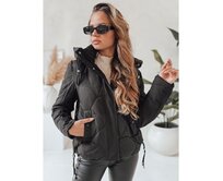 Dámská zimní bunda LOVEWARM krátká prošívaná s kapucí černá Černá, XL
