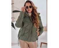 Dámská zimní bunda LOVEWARM krátká prošívaná s kapucí zelená Zelená, S