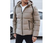 Pánská zimní prošívaná bunda s kapucí, béžová Béžová, XXL/54