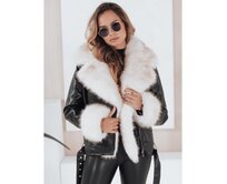 Dámská zimní bunda ramoneska s kožešinou černá Černá, L