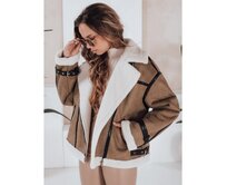 Dámská zimní bunda s kožešinou hnědá Hnědá, S