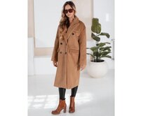 Dámský zimní kabát, dlouhý oversize, kamelový Karamelová, S