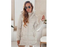 Dámská zimní bunda prošívaná s kapucí světle šedá Světle šedá, XL