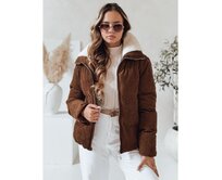 Dámská zimní bunda manšestrová TRENDYGLAM hnědá Hnědá, S