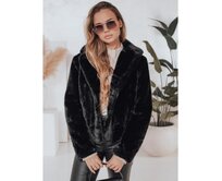 Dámský kožešinový kabát GLAMFLUFFY krátký černý Černá, S