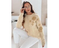 Dámský svetr s květinovou aplikací GIRLHERBAL, krémový Ecru, Univerzální