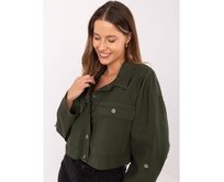 Khaki krátká džínová bunda RUE PARIS Khaki, Univerzální