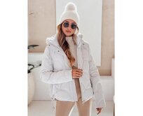 Dámská zimní bunda LOVEWARM krátká prošívaná s kapucí bílá Bílá, S
