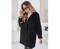 Dámský kabát teddy kožešinový černý Černá, L