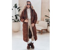 Dámská zimní bunda dlouhá prošívaná COZYSEASON hnědá Hnědá, XL