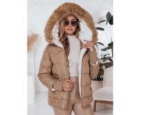 Dámská zimní bunda SNOWMISS prošívaná béžová s kapucí Béžová, XL