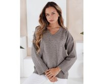 Dámský svetr s výstřihem do V VERALIA šedý Břidlicová, S/M