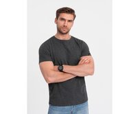 Pánské tričko BASIC s ozdobným efektem V5 OM-TSCT-0178 černé Černá, L