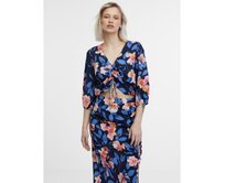 Tmavě modrá dámská květovaná halenka Modrá, 40