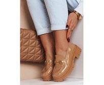 Dámské lakované mokasíny ELEGANCI khaki Khaki, 36